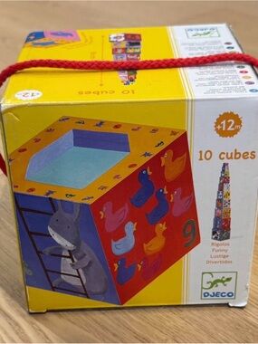 Djeco 10 Cubes Stacking Toy - Bright Multicolor